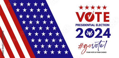 Elegant US presidential vote 5 november 2024 vector illustration, , template, design, banner, background, poster, social media feed. US VOTE 2024 background. 