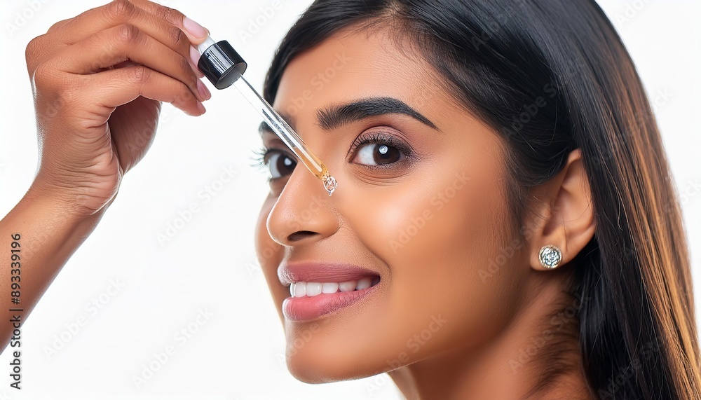 Beautiful Woman holding a Pipette with Skincare Serum - Applying Serum to her Face - Hyaluronic Acid, Anti Aging, Moisturiser, Repair, Hydrating, Vitamin, Ascorbic, Retinol, Exfoliant, Azelaic Beautiful Woman holding a Pipette with Skincare Serum - Applying Serum to her Face - Hyaluronic Acid, Anti Aging, Moisturiser, Repair, Hydrating, Vitamin, Ascorbic, Retinol, Exfoliant, Azelaic