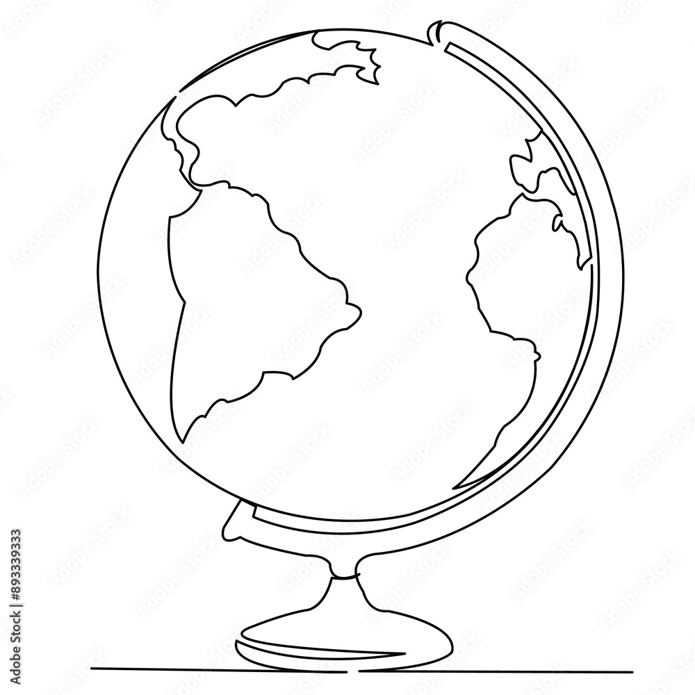 continuous single drawn one line globe hand-drawn picture silhouette. Line art. doodle continuous single drawn one line globe hand-drawn picture silhouette. Line art. doodle