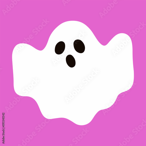 Cute funny happy ghost. Childish spooky boo character for kids. Magic scary spirit. Isolated flat vector illustration of comic phantom