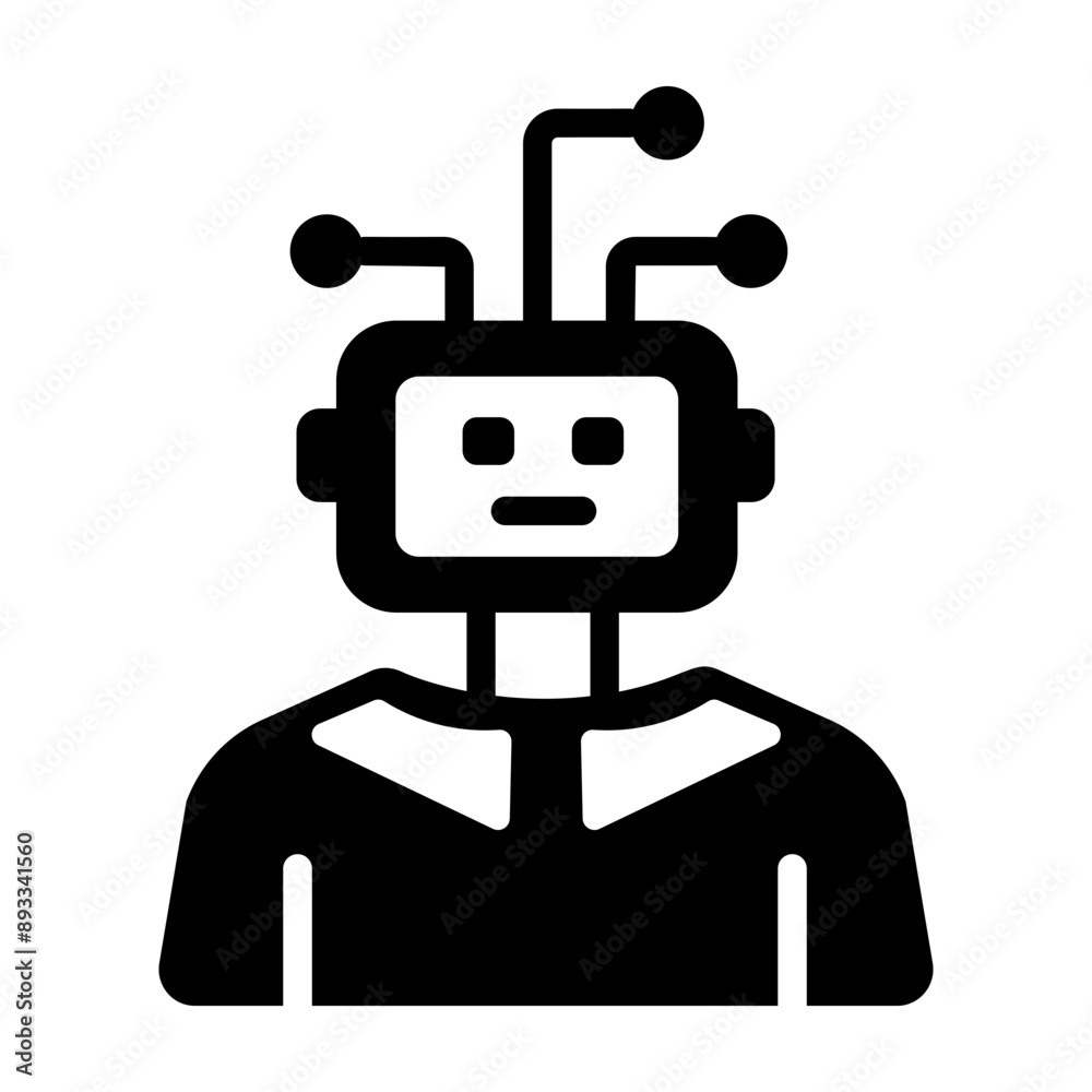 A glyph style icon of robot A glyph style icon of robot