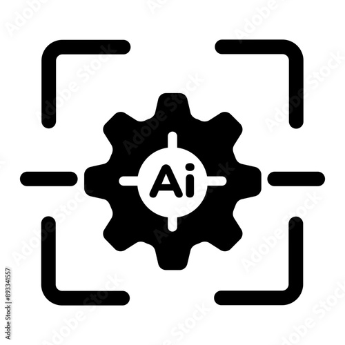 A glyph icon of ai scanning