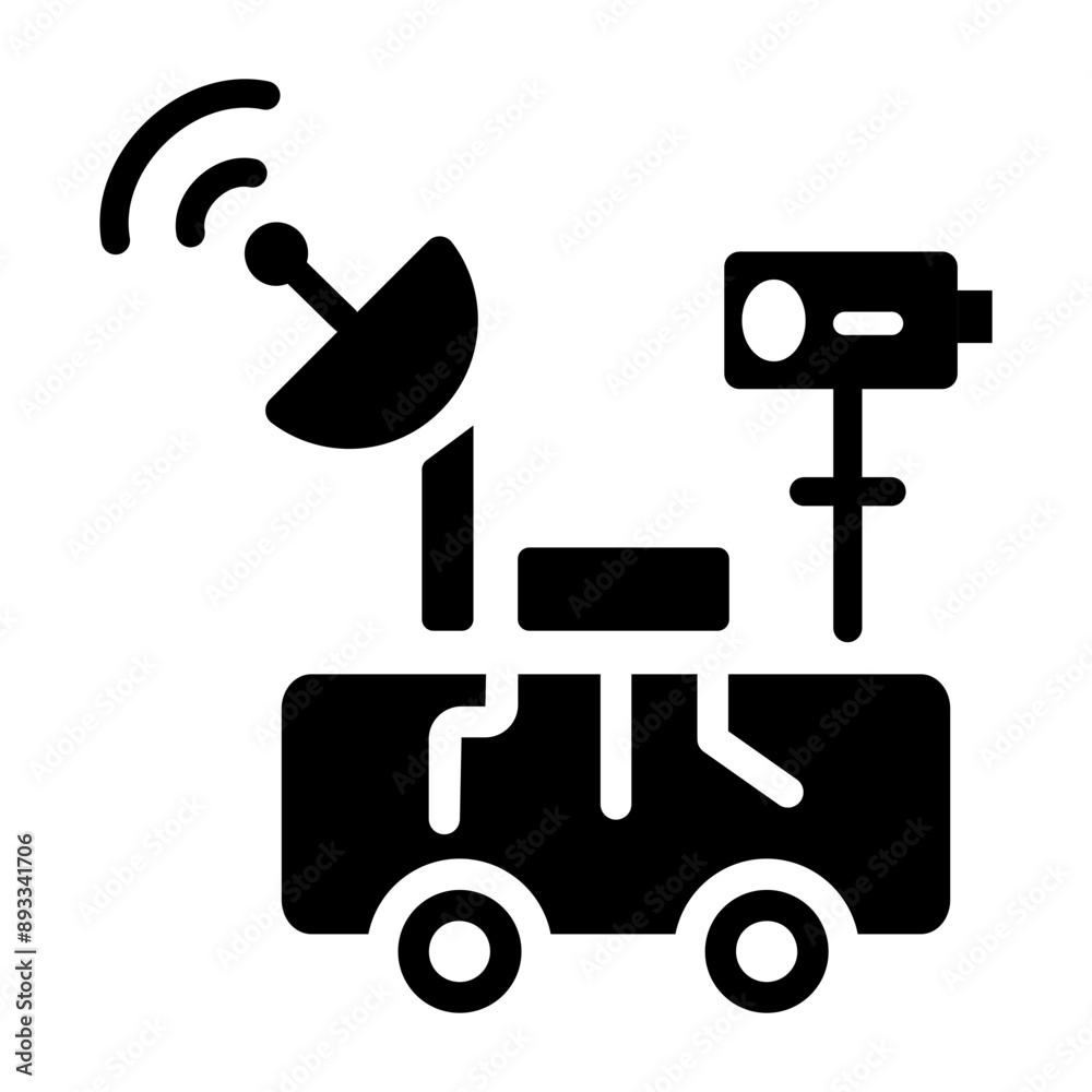 A glyph style icon of moon rover A glyph style icon of moon rover