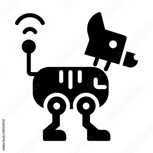 A glyph style icon of robot pet
