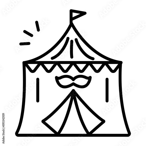 A circus tent icon in linear style