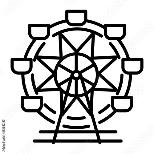 Ferris wheel icon in outline style 