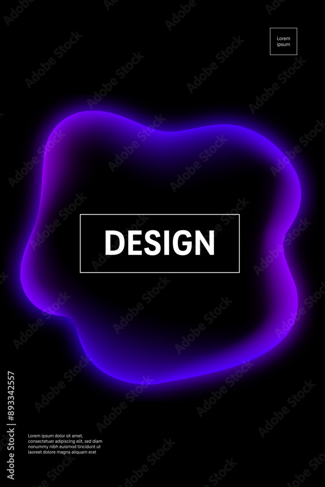 Abstract gradient purple blob glowing on black background with copy space for text and design