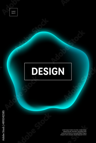 Abstract background with glowing turquoise blob on black with copy space for technology futuristic festival energy concept