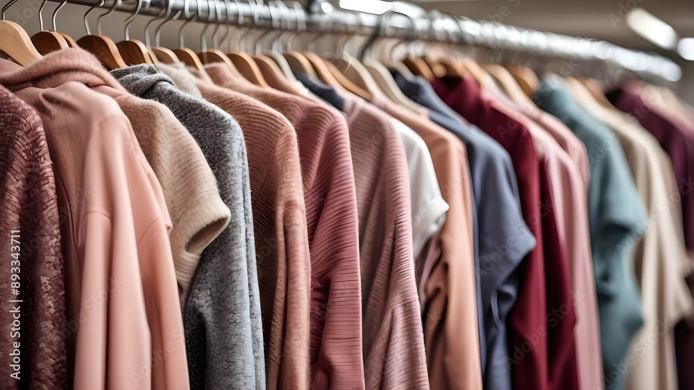 Dry Cleaning with a Variety of Clothing Hanging. Concept Dry cleaning, professional service, clothing care, fabric care, garment maintenance Dry Cleaning with a Variety of Clothing Hanging. Concept Dry cleaning, professional service, clothing care, fabric care, garment maintenance
