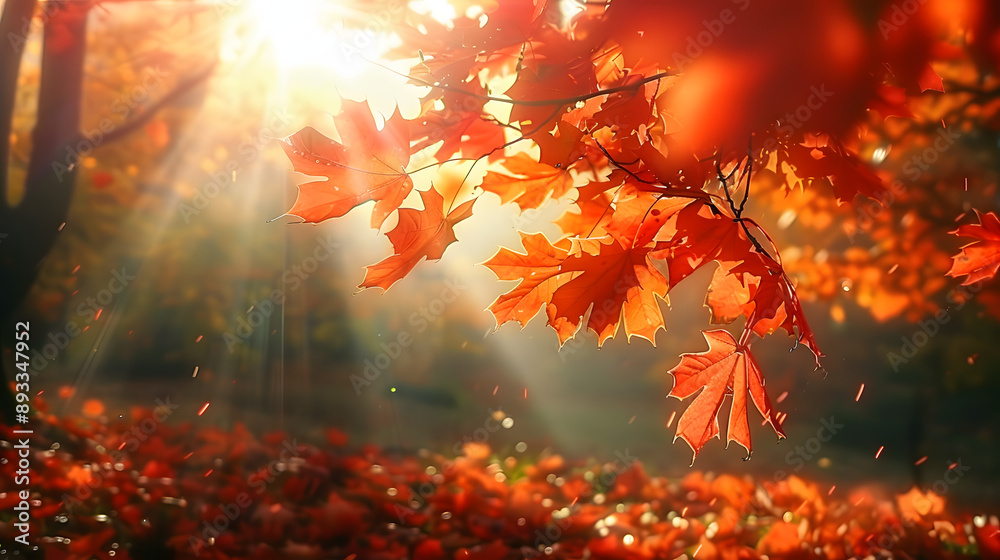Maple tree leaves in sunlight during autumn Maple tree leaves in sunlight during autumn
