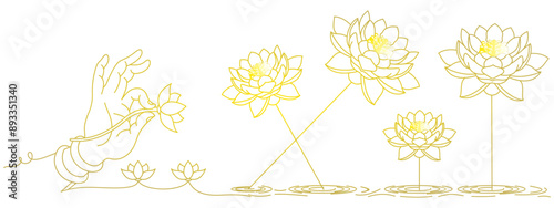 vector design of hands and lotus flowers for Vesak Day, EPS 1