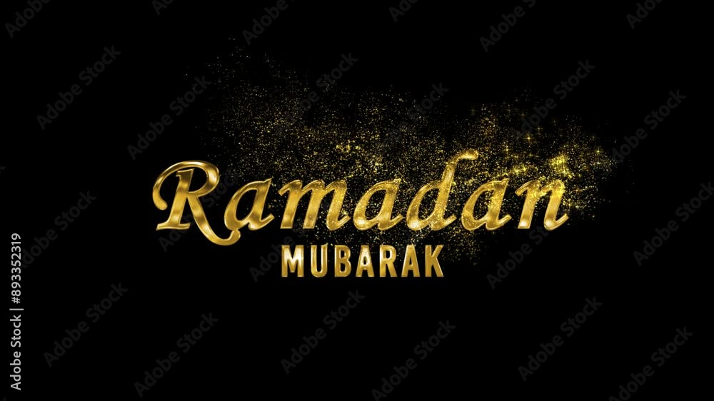 Text Ramadan Mubarak with alpha channel, stars and golden particles Text Ramadan Mubarak with alpha channel, stars and golden particles