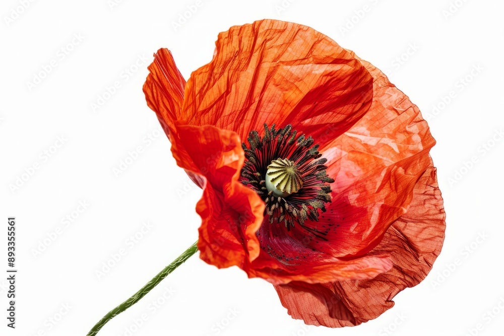 a red poppy flower isolated on white background a red poppy flower isolated on white background