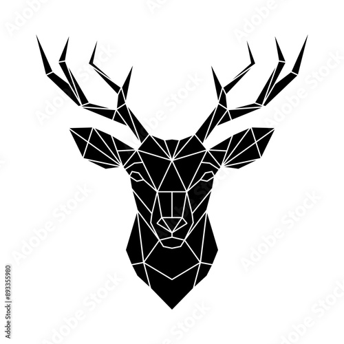 Black head deer polygon icon vector design