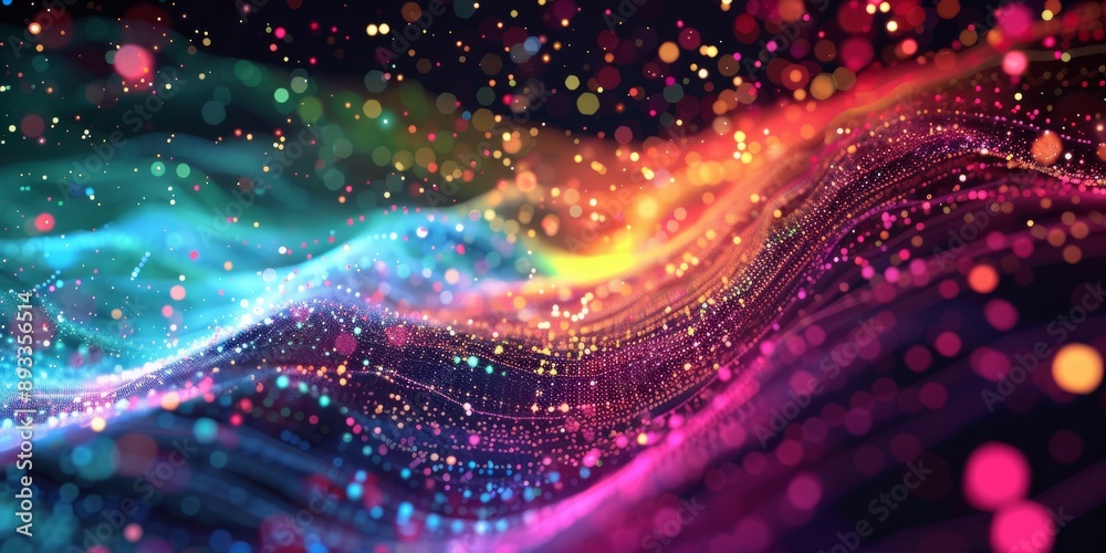 Abstract Colorful glowing wavy and bokeh technology background Abstract Colorful glowing wavy and bokeh technology background