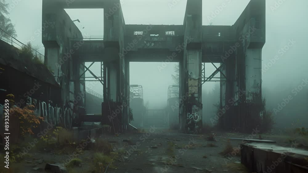 Foggy Abandoned Industrial Structure Foggy Abandoned Industrial Structure