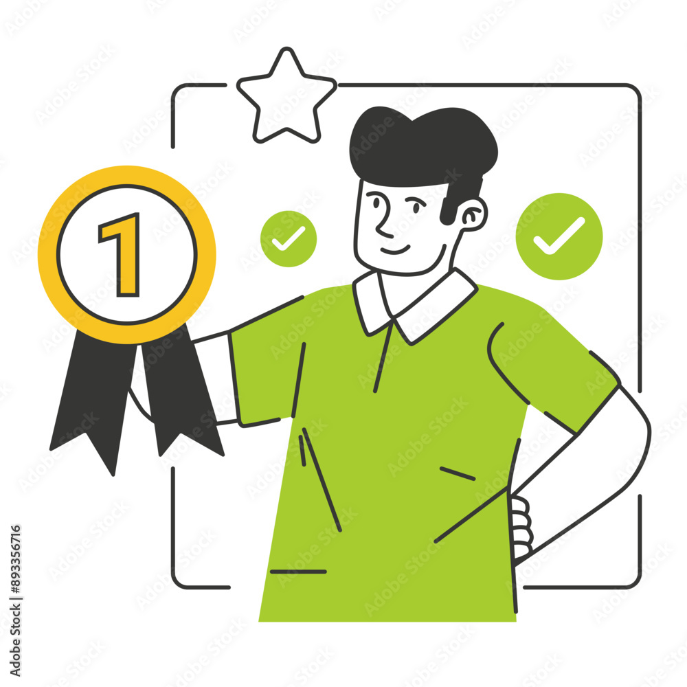 Success character illustration with line style, perfect for user interface project