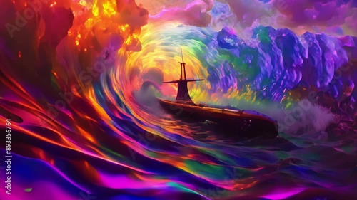Submarine in a Rainbow Wave