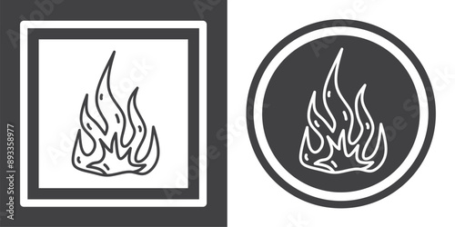 Vector. Fire symbol. Black and white icon symbol design in flat.