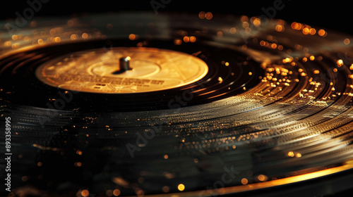 a vinyl golden and black record closeup, Golden Record Awards ceremony poster