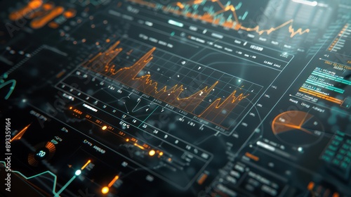 close-up on a high-resolution interface used for dynamic hedging in treasury management, with graphs and statistical data