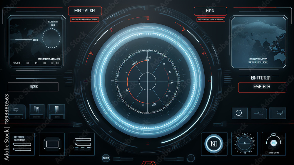 Modern HUD Interface with Display Elements Modern HUD Interface with Display Elements