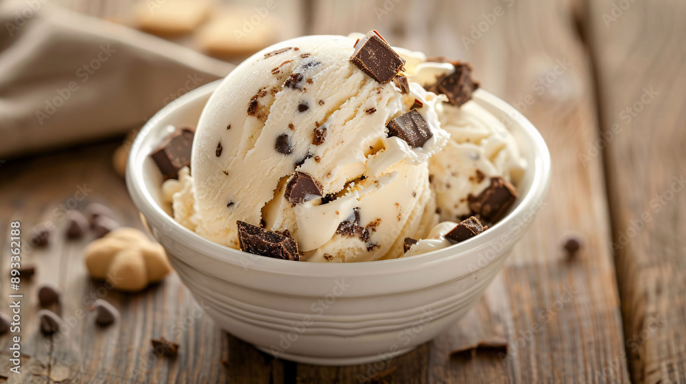 Chocolate Chip Vanilla Ice Cream in Bowl Chocolate Chip Vanilla Ice Cream in Bowl