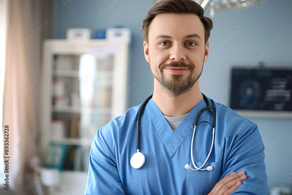 Portrait of medical assistant attractive male doctor is smiling Portrait of medical assistant attractive male doctor is smiling