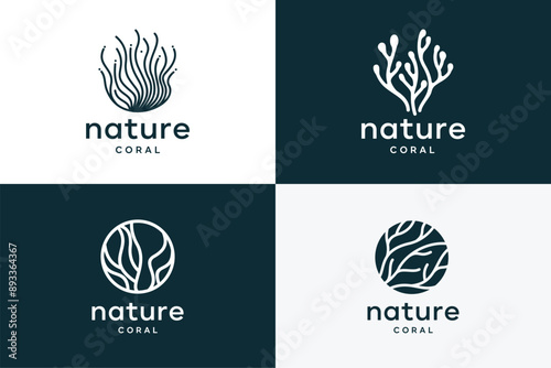 Mega set of collection icon Neuron Nerve Cell vector template, Coral Seaweed logo design inspiration