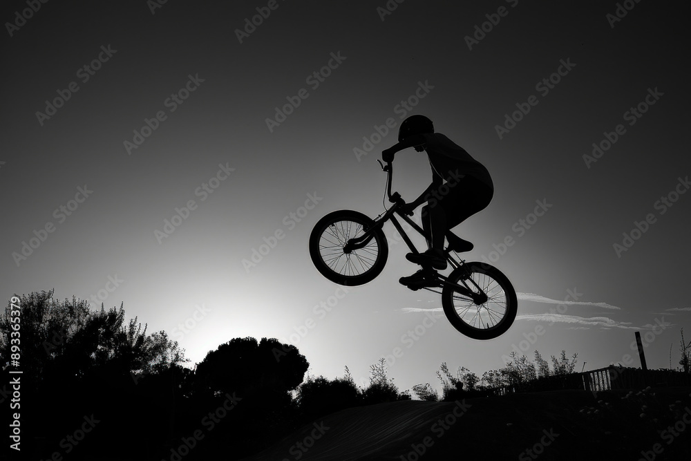 Obraz premium Sunset BMX Jump Silhouette
