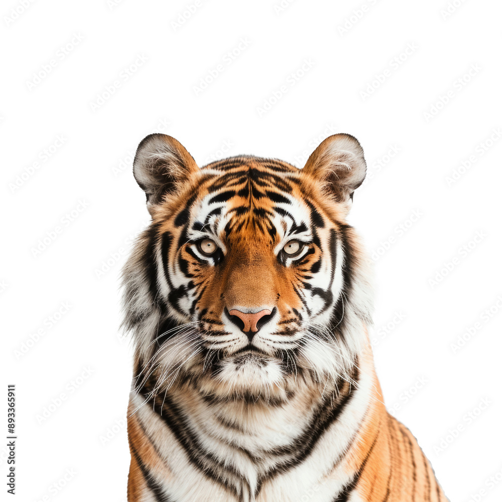 Fototapeta premium Bengal tiger isolated on transparent background. Dangerous animal in jungle