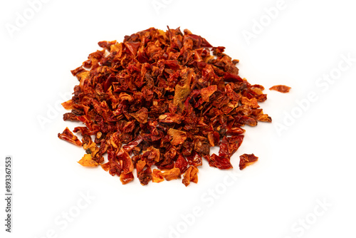 Dried tomatoes isolated on a white background.