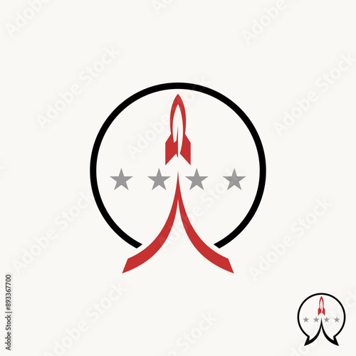 Logo design graphic concept creative abstract premium vector stock fast up astronaut rocket simple smoke circle emblem. Related to technology space