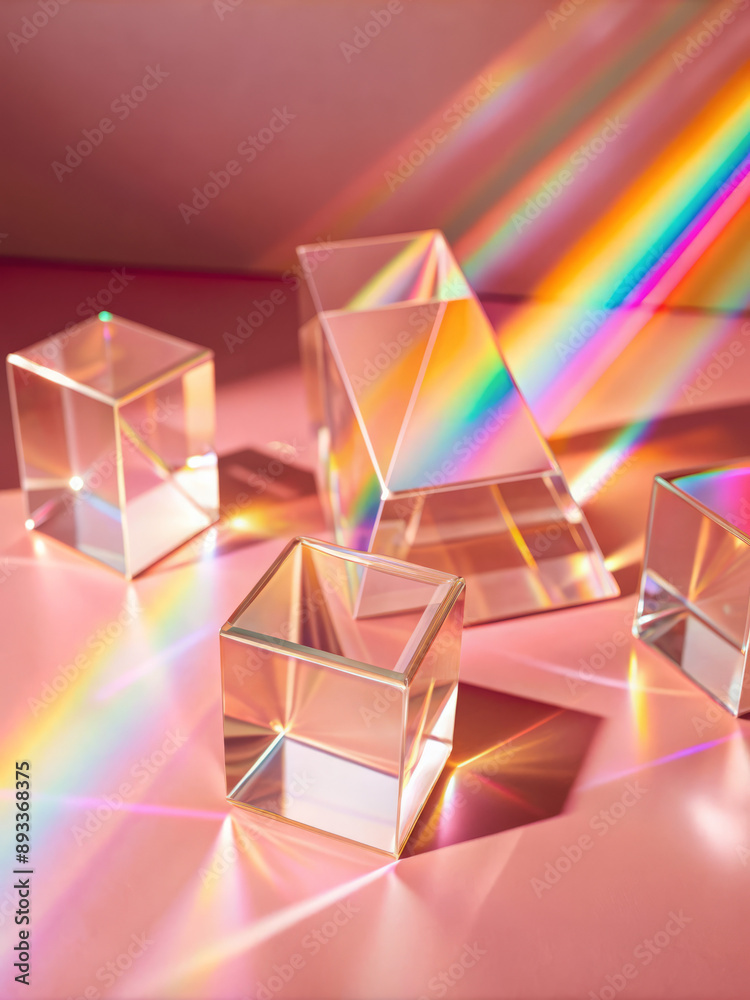Abstract prism background, light refracting through transparent prisms creating rainbow
colors, vibrant and dynamic Abstract prism background, light refracting through transparent prisms creating rainbow
colors, vibrant and dynamic