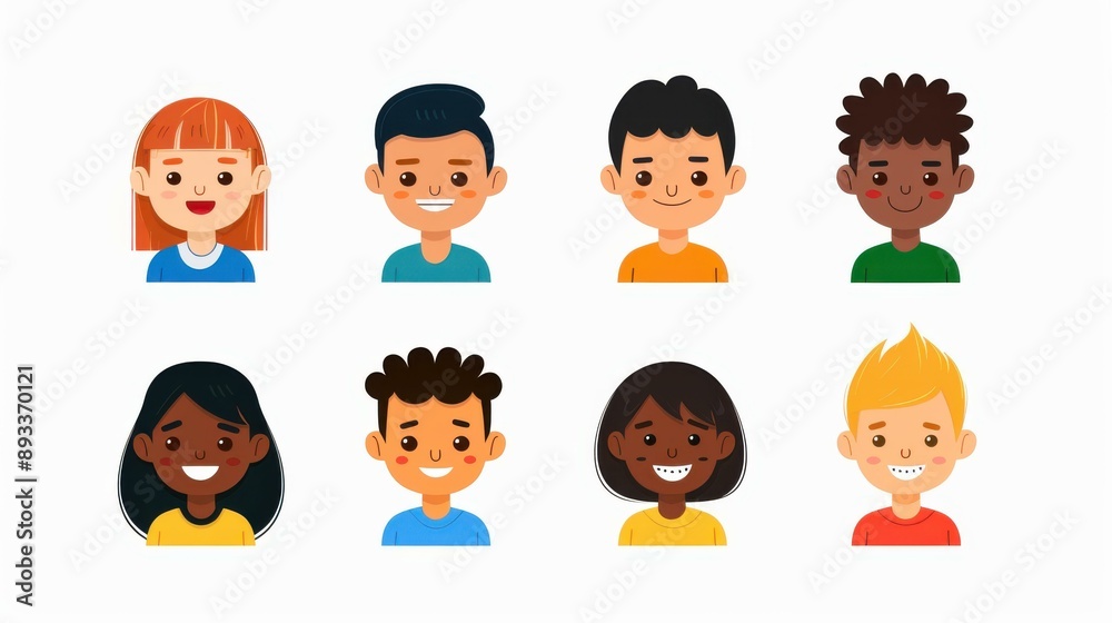 Diverse collection of illustrations depicting mens and womens faces with variations in age, race, and gender. Diverse collection of illustrations depicting mens and womens faces with variations in age, race, and gender.