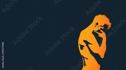 Wallpaper Mural Depiction of a criminal silhouette repenting bad choices against a black backdrop. Torontodigital.ca