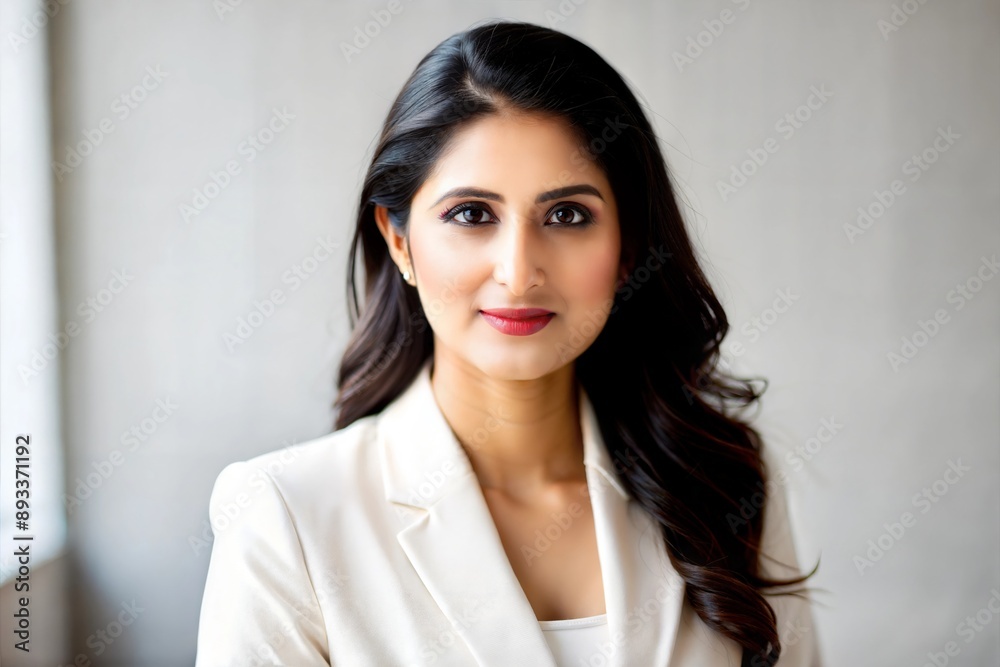 Stylish Indian Businesswoman with Neutral Background, Displaying a Polished Look
Stylish Indian Businesswoman with Neutral Background, Displaying a Polished Look