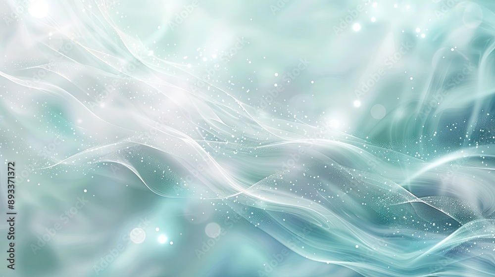 Fototapeta premium Calm background in blue gray and green with blurred light spots