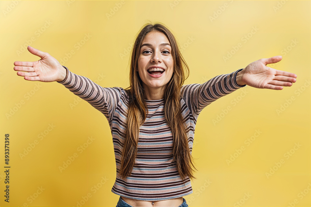 photo of a happy young woman with open arms photo of a happy young woman with open arms