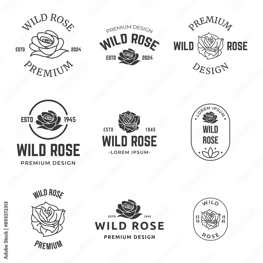 Fototapeta premium Set of Rose flower logo design illustration