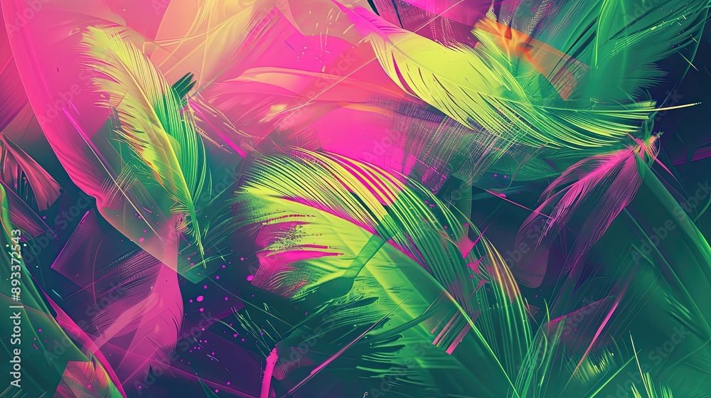 Abstract background with bold neon green and pink strokes and bright light Abstract background with bold neon green and pink strokes and bright light