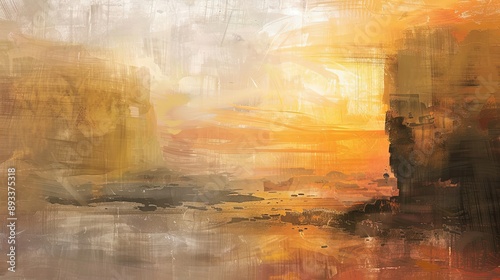 Background with dynamic strokes in amber and olive shorelines ambient light