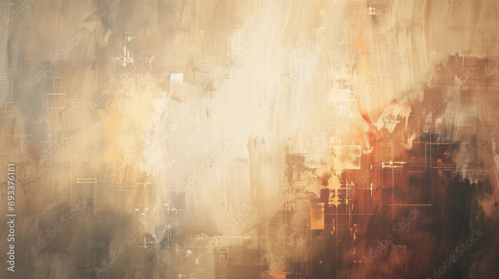 Obraz premium Warm muted hues with dynamic strokes mosaic textures and glowing light points in wallpaper