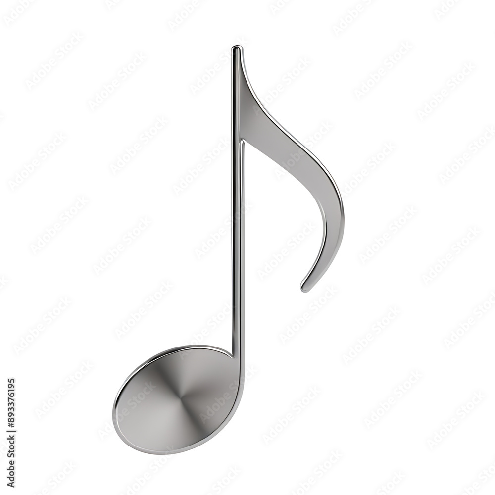 A single, metallic silver eighth note, perfect for music-related designs, educational materials, or adding a musical touch to projects. Transparent PNG for easy integration. A single, metallic silver eighth note, perfect for music-related designs, educational materials, or adding a musical touch to projects. Transparent PNG for easy integration.
