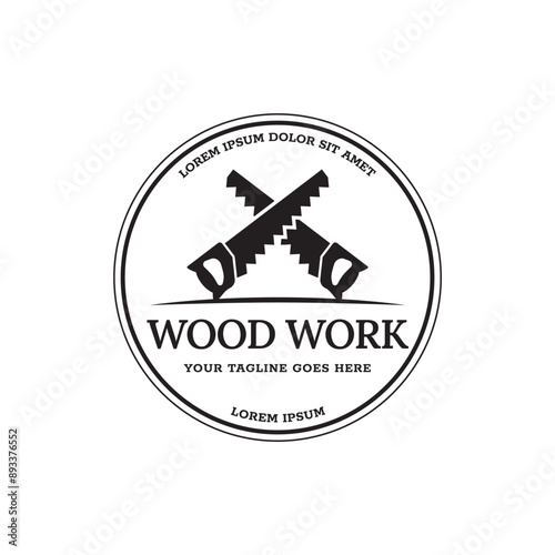 Carpentry, woodworking retro vintage vector logo design.