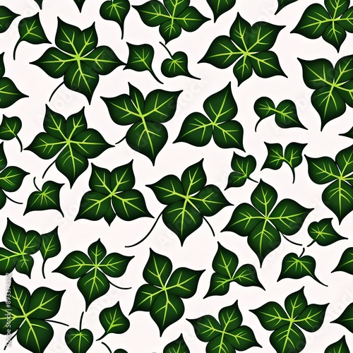 Organic Botanical Illustration of Ivy: Smooth Gradients and Fine Lines, Seamless for Clothing, Printing, and Tiling