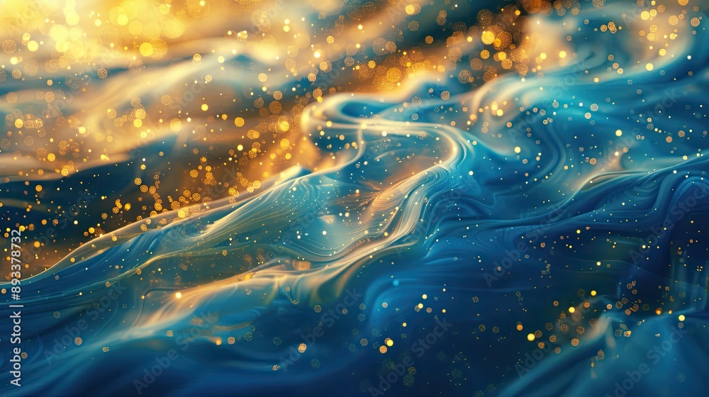 Surreal background with swirling blue water and golden sand star-like points wallpaper Surreal background with swirling blue water and golden sand star-like points wallpaper