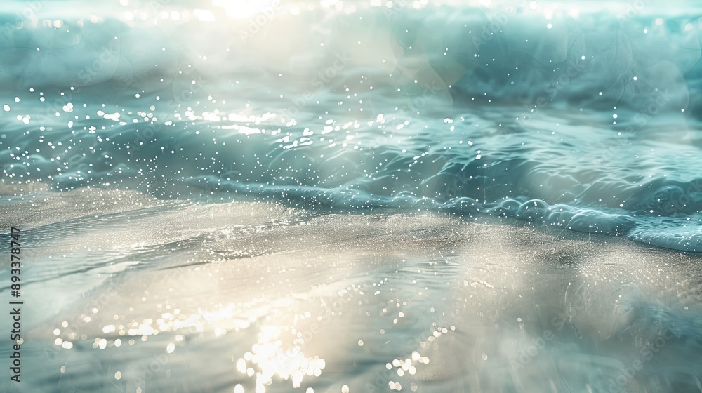 Fototapeta premium Elegant background with layered sand and light blue water textures sparkling points wallpaper