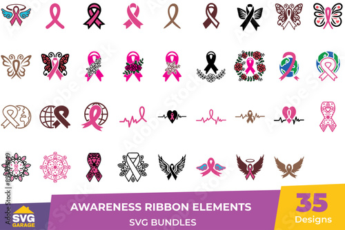 Set of Awareness Ribbon Elements SVG Cutting Files