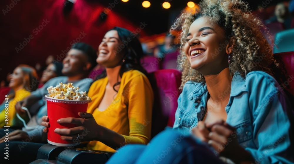 Fototapeta premium Friends Enjoying Movie Night